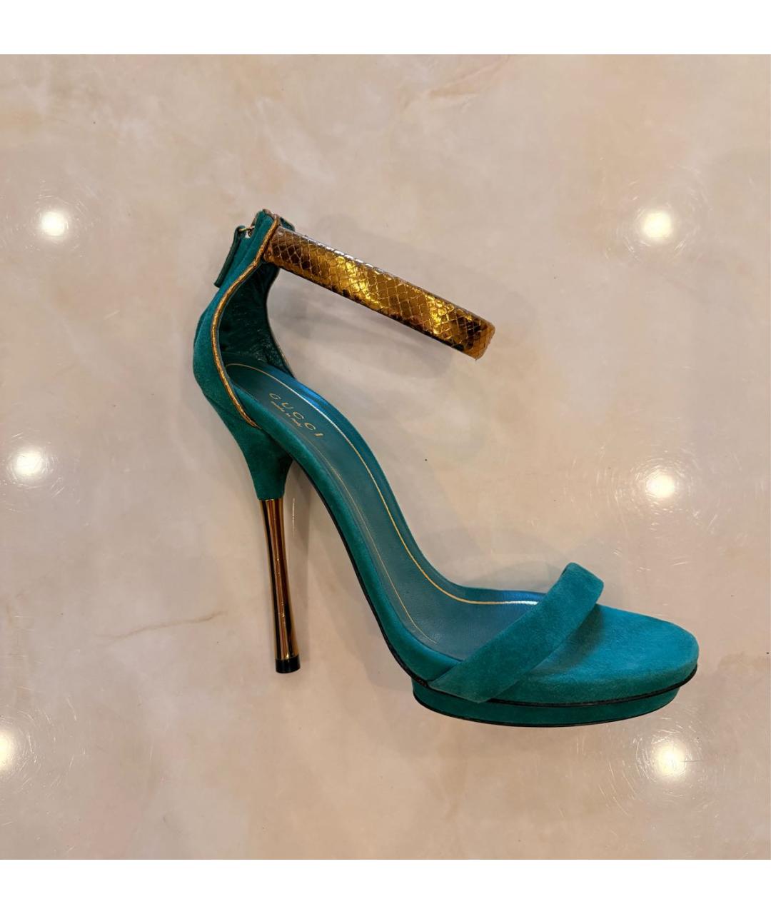 GUCCI Зеленые замшевые босоножки, фото 8