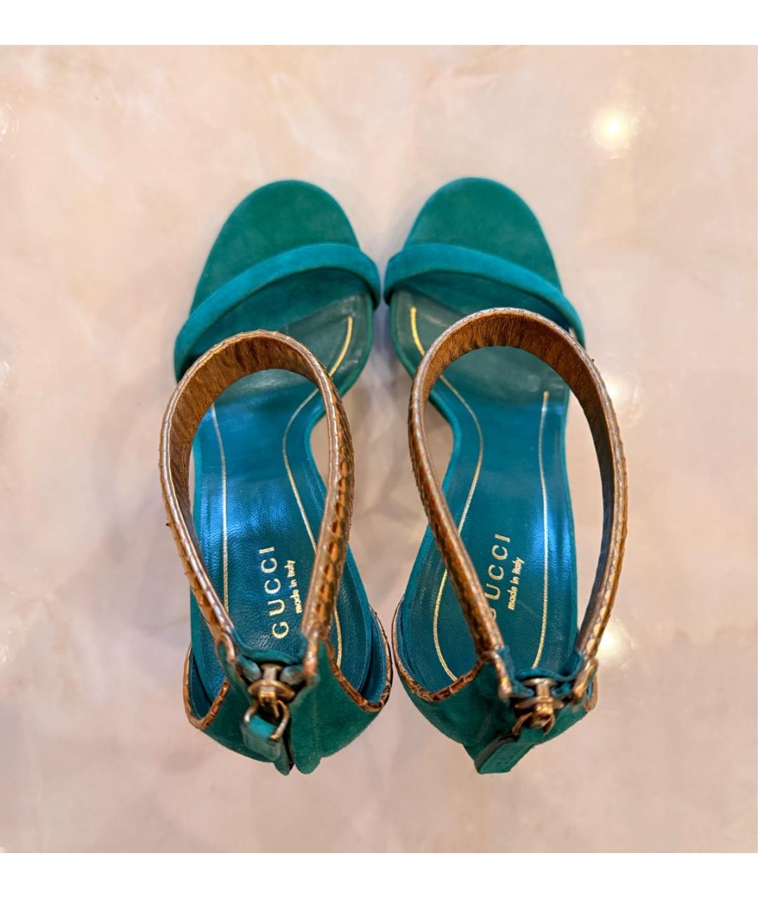 GUCCI Зеленые замшевые босоножки, фото 3