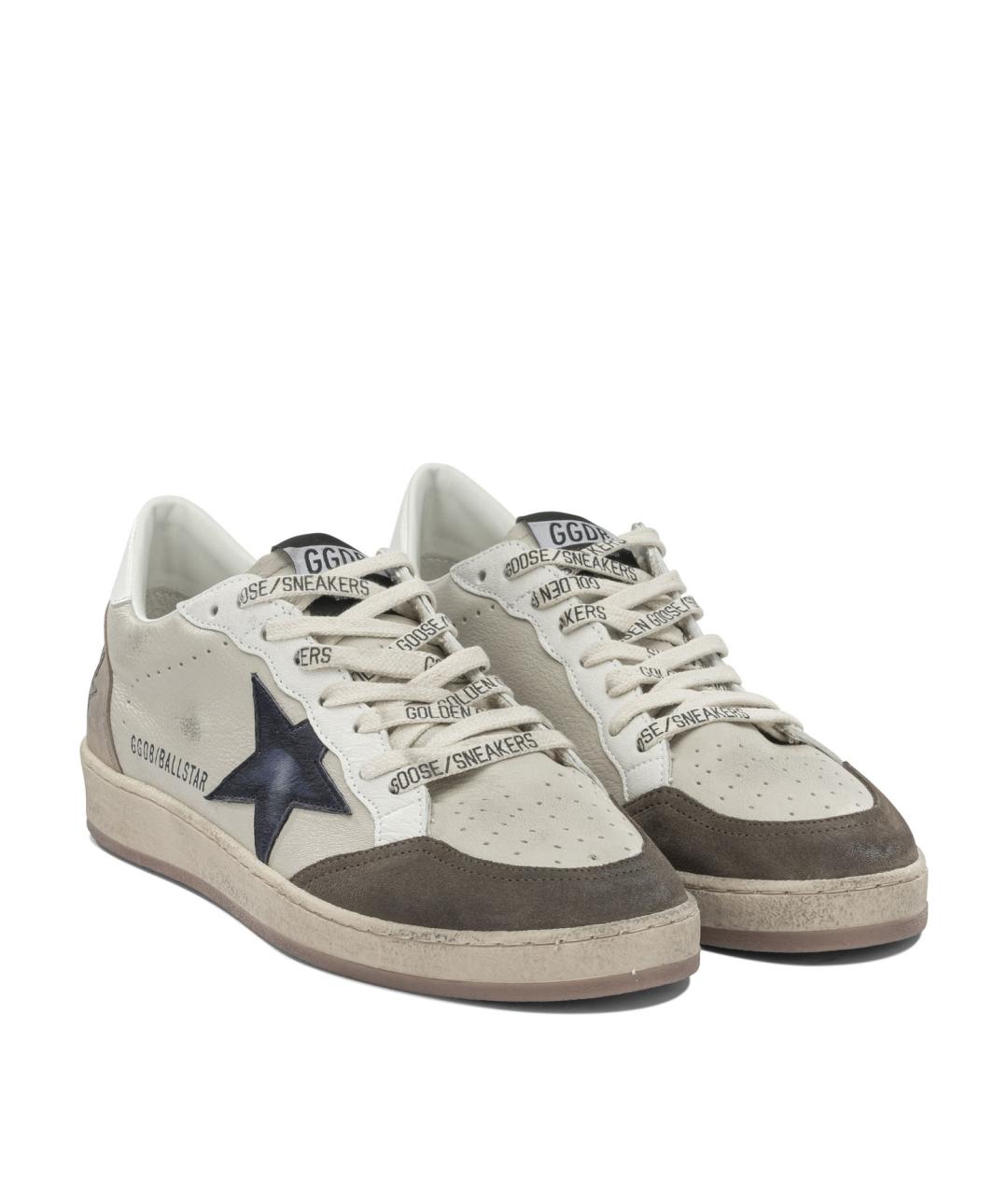 GOLDEN GOOSE Белые кожаные низкие кроссовки / кеды, фото 2