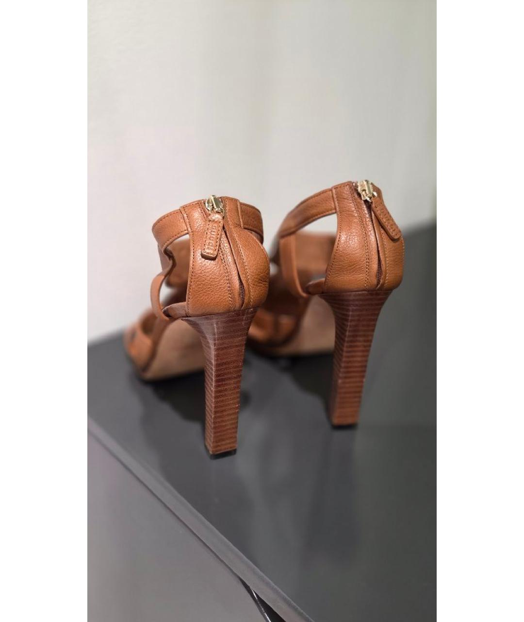 GUCCI Коричневые кожаные босоножки, фото 4