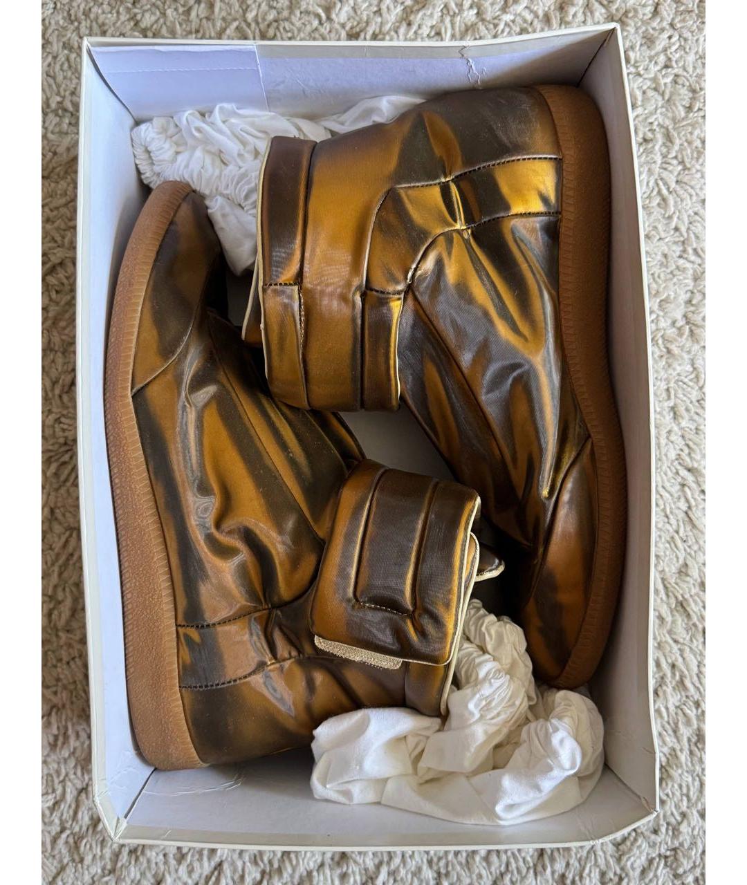MAISON MARGIELA Коричневые кожаные высокие кроссовки / кеды, фото 8
