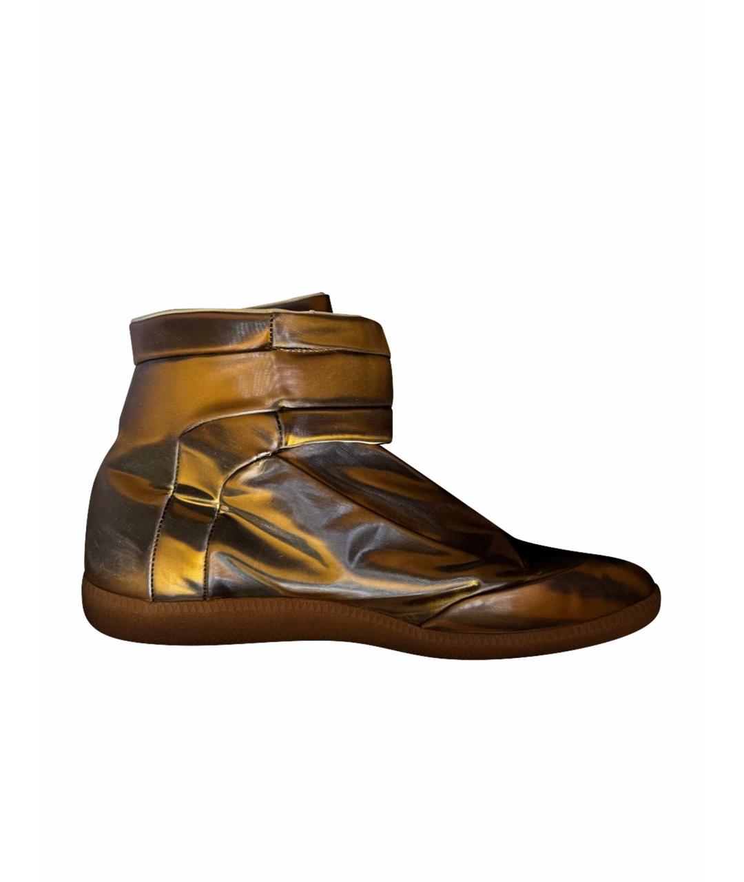 MAISON MARGIELA Коричневые кожаные высокие кроссовки / кеды, фото 1