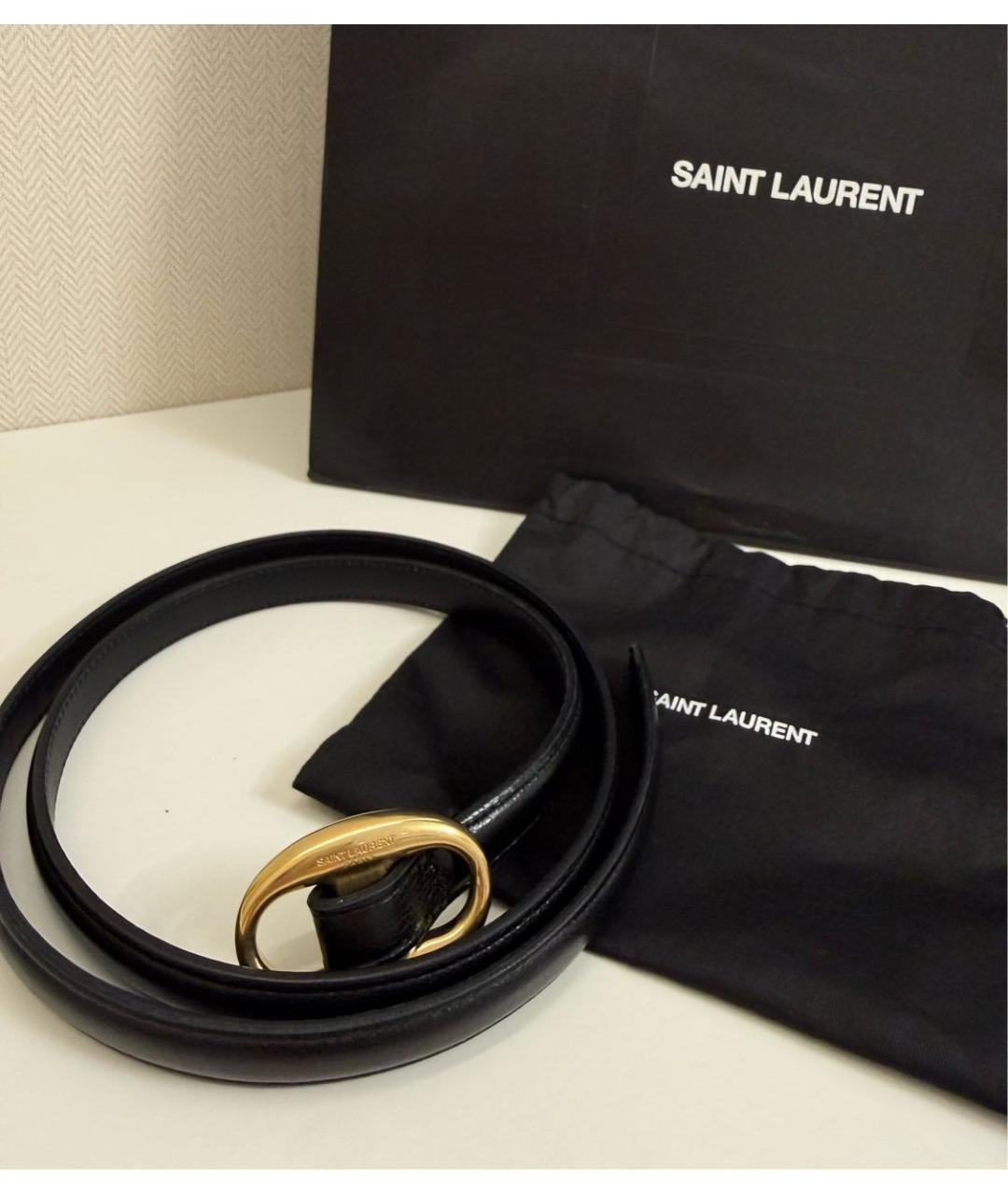 SAINT LAURENT Черный кожаный ремень, фото 4