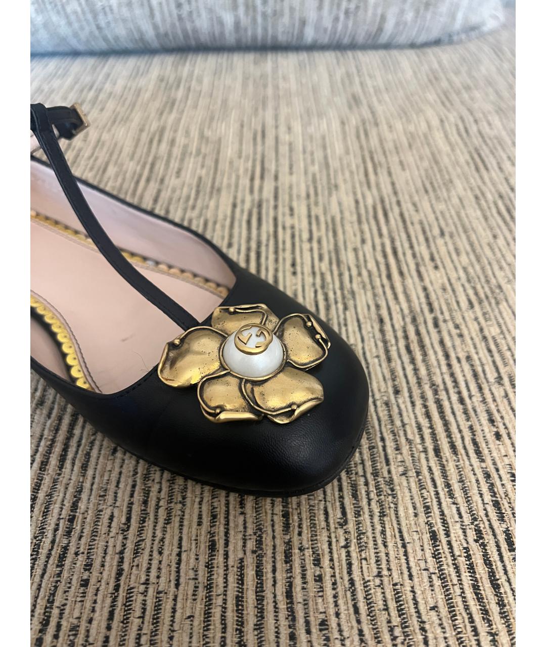GUCCI Черные кожаные балетки, фото 3
