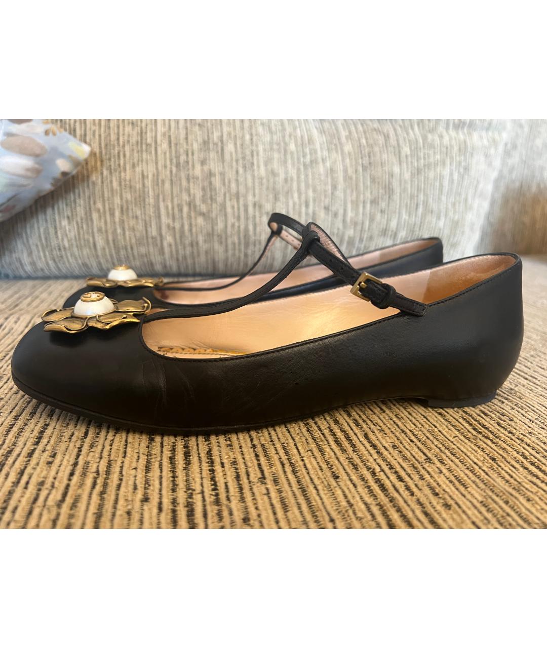 GUCCI Черные кожаные балетки, фото 6