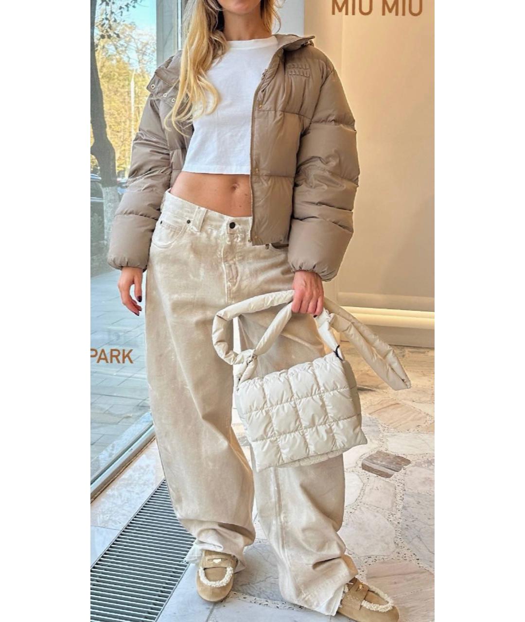 MIU MIU Бежевая синтетическая куртка, фото 5