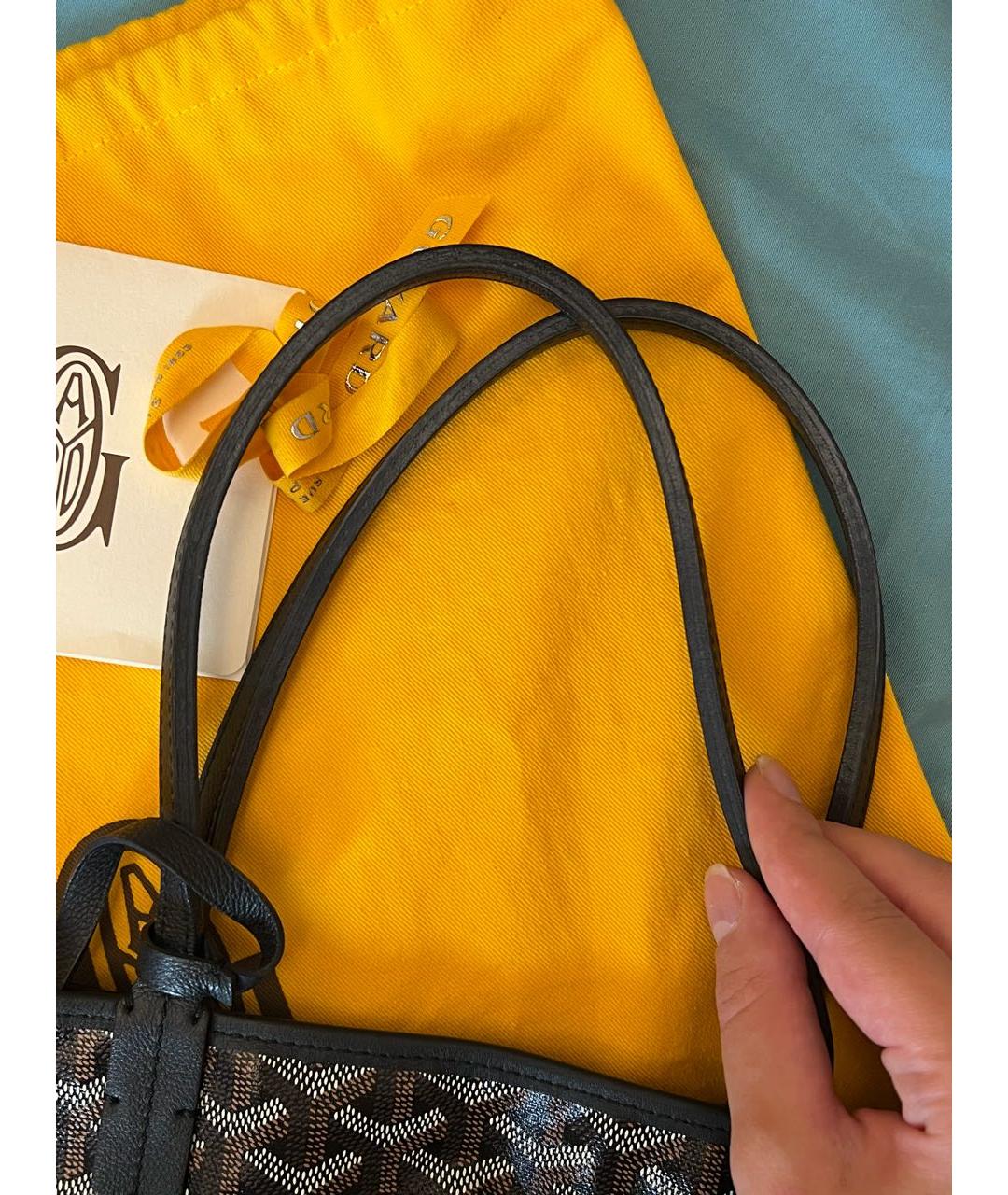GOYARD Черная кожаная сумка с короткими ручками, фото 5