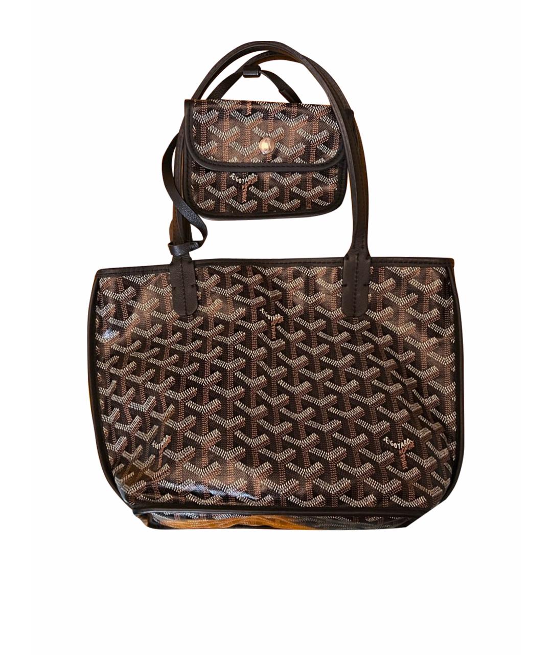 GOYARD Черная кожаная сумка с короткими ручками, фото 1