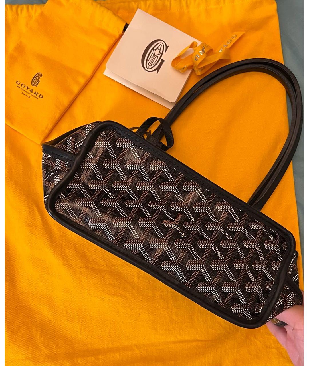 GOYARD Черная кожаная сумка с короткими ручками, фото 2