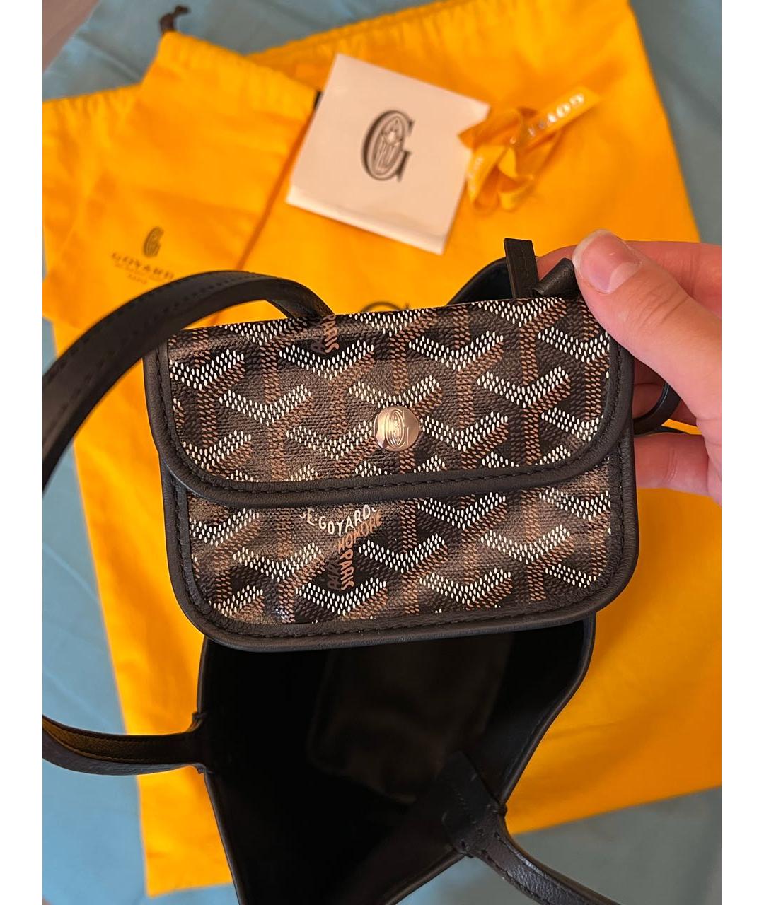 GOYARD Черная кожаная сумка с короткими ручками, фото 4