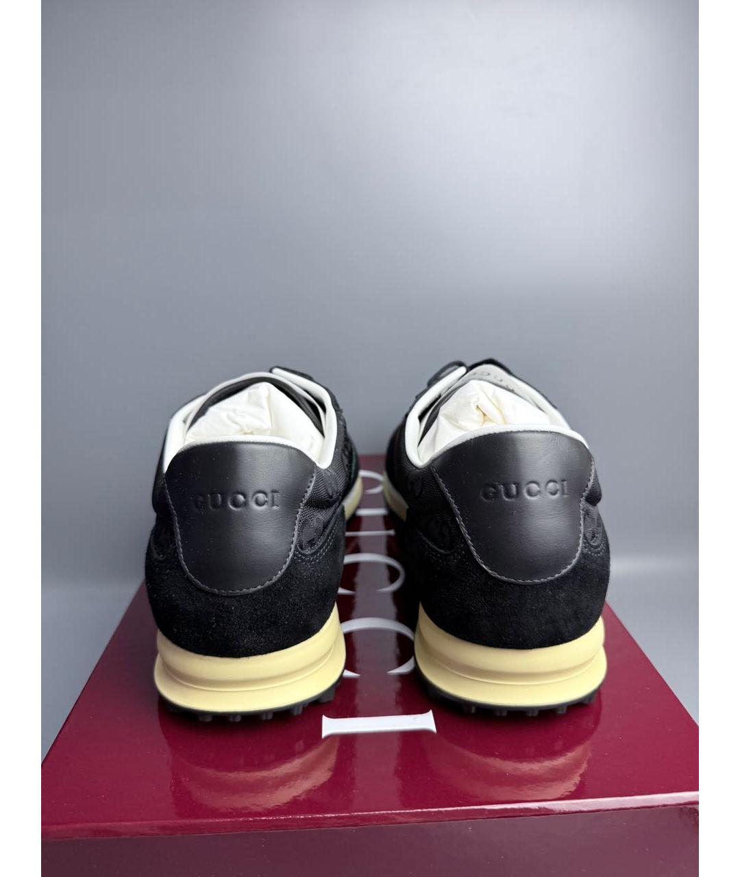 GUCCI Черные замшевые низкие кроссовки / кеды, фото 4