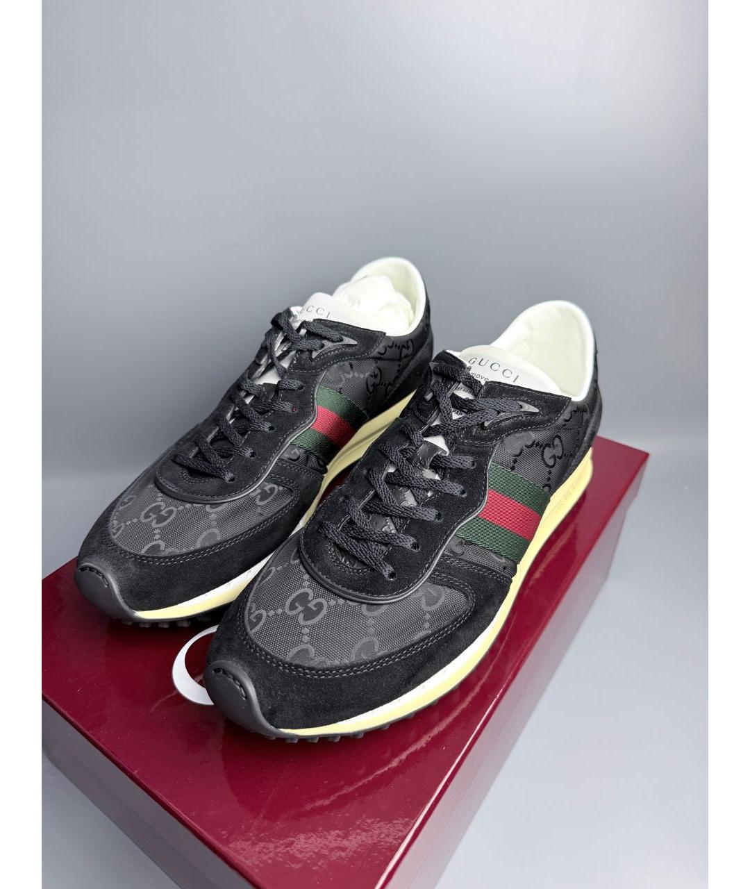 GUCCI Черные замшевые низкие кроссовки / кеды, фото 2
