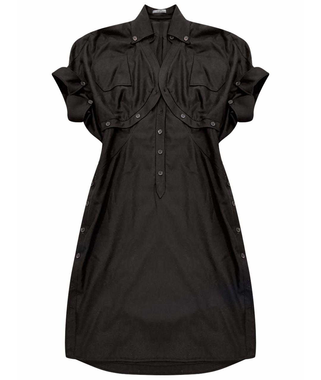 ALEXANDER MCQUEEN Черное шерстяное повседневное платье, фото 1