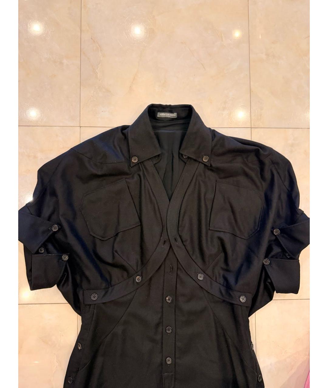 ALEXANDER MCQUEEN Черное шерстяное повседневное платье, фото 3