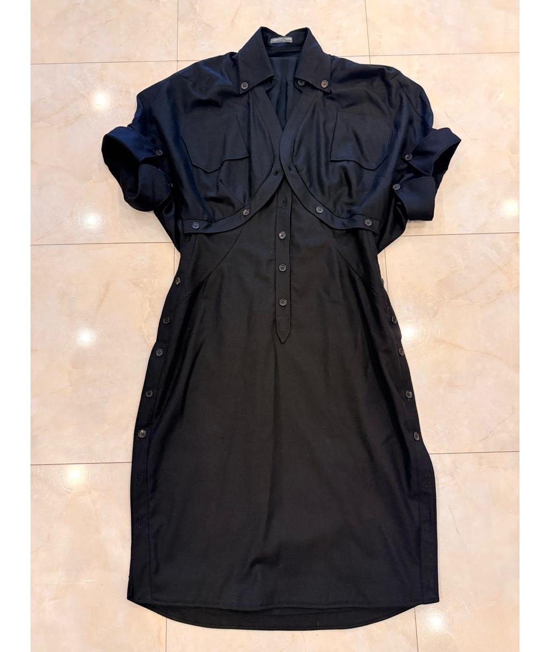 ALEXANDER MCQUEEN Черное шерстяное повседневное платье, фото 7