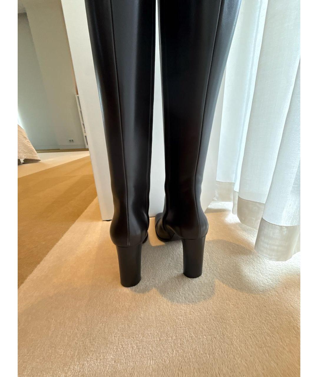 SAINT LAURENT Коричневые кожаные сапоги, фото 4