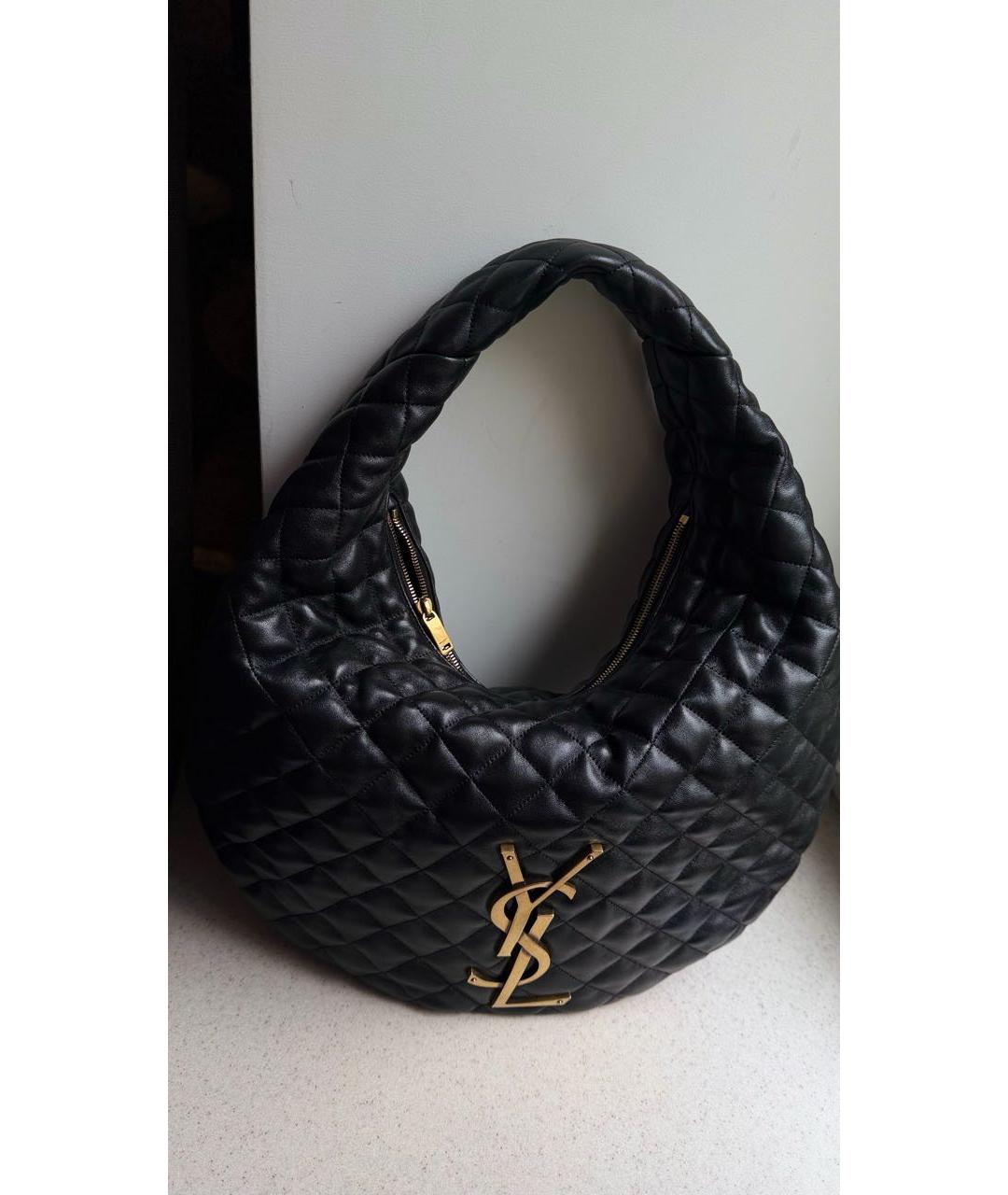 SAINT LAURENT Черная кожаная сумка тоут, фото 5