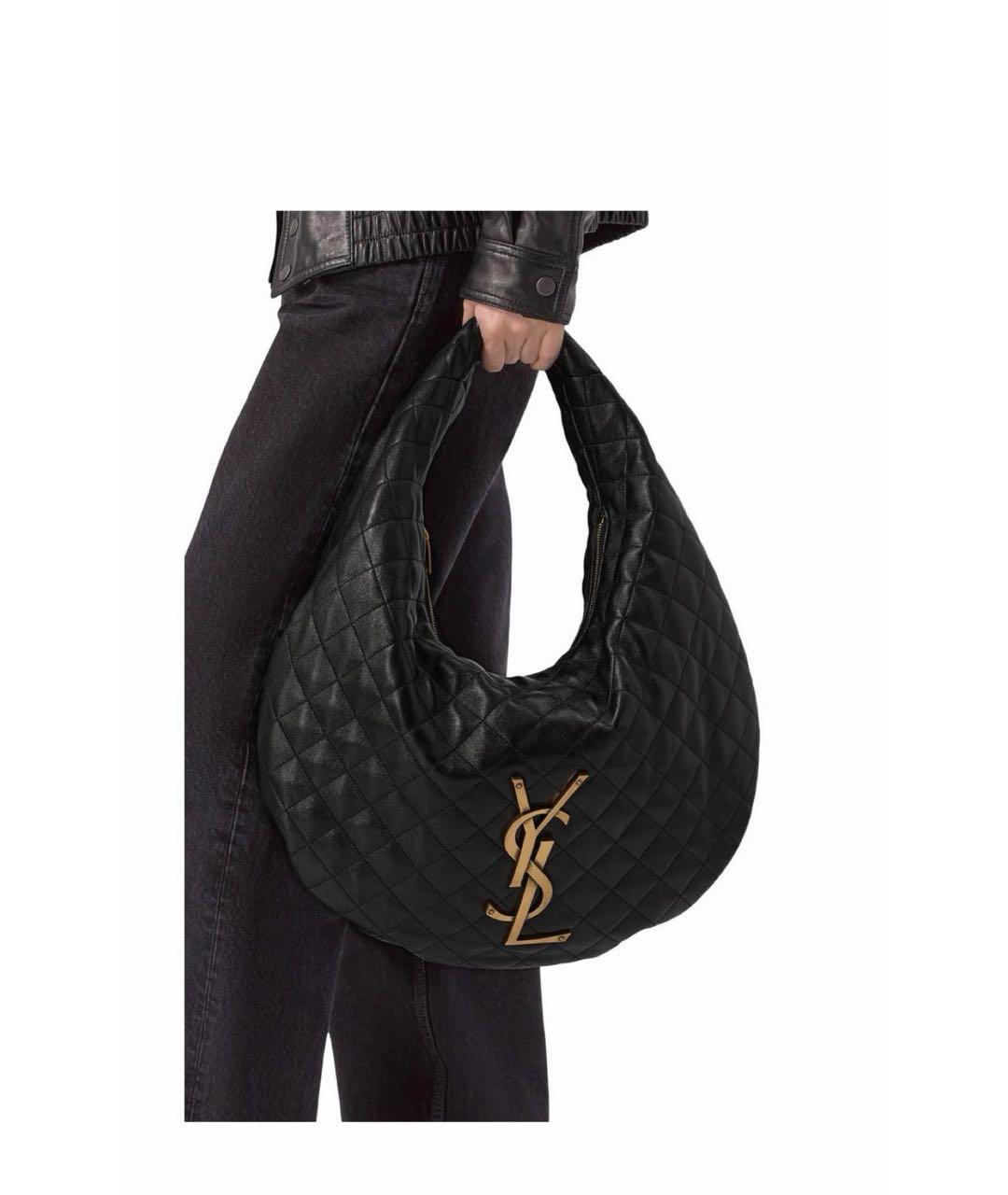 SAINT LAURENT Черная кожаная сумка тоут, фото 4