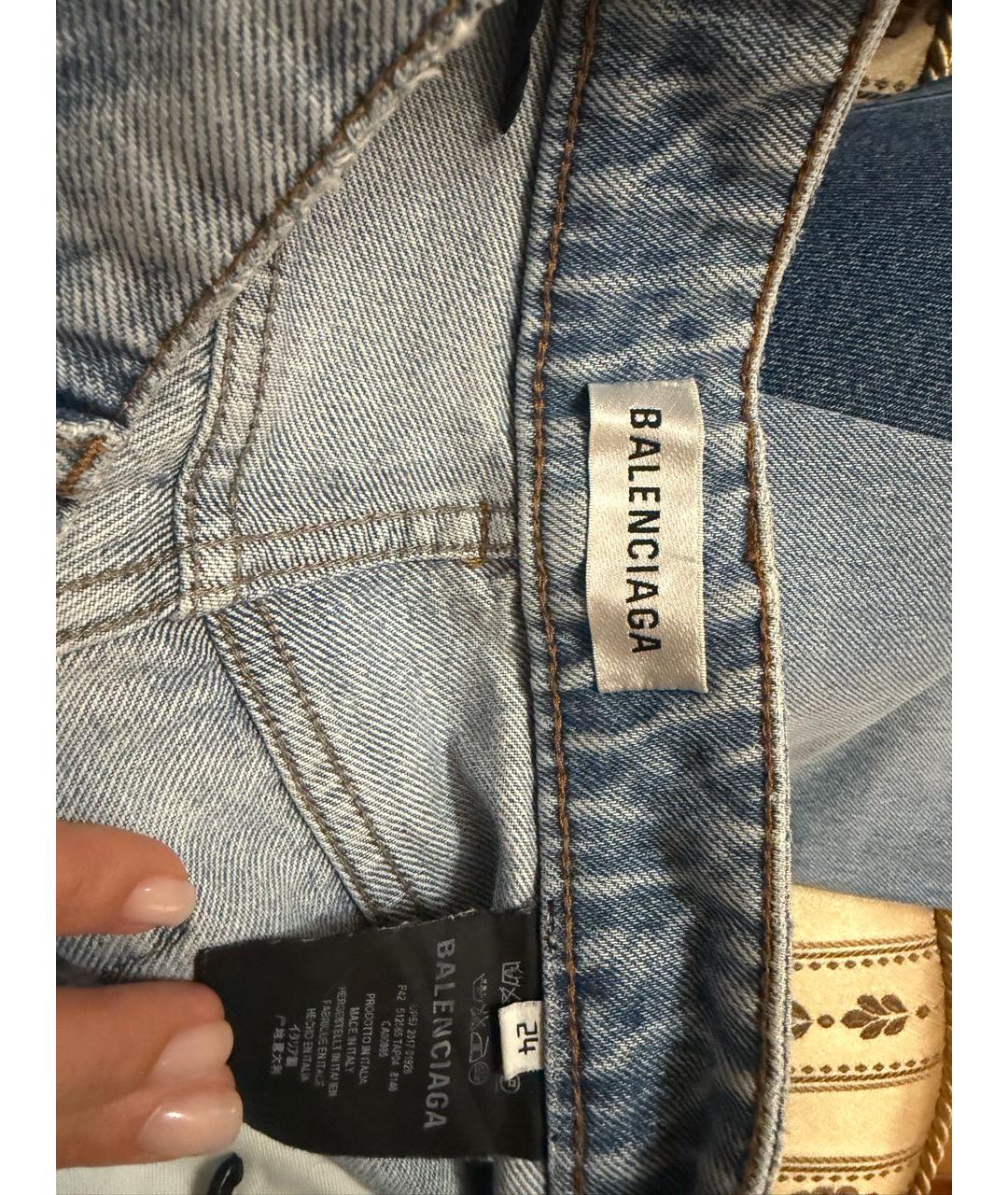 BALENCIAGA Голубые хлопковые джинсы слим, фото 3