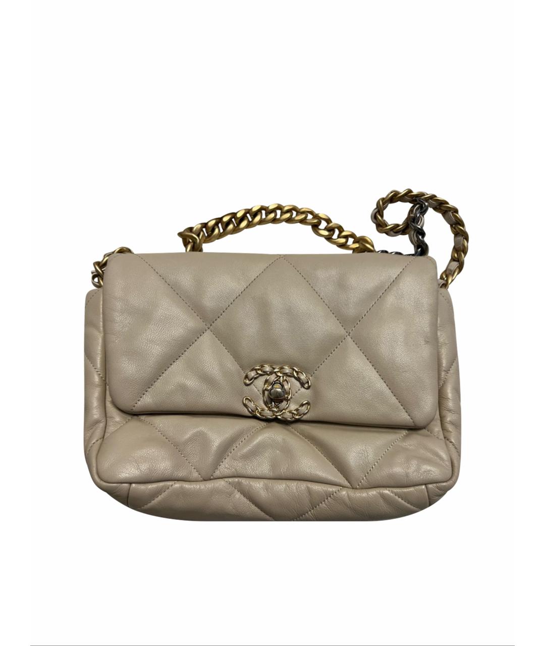 CHANEL Бежевая кожаная сумка через плечо, фото 1