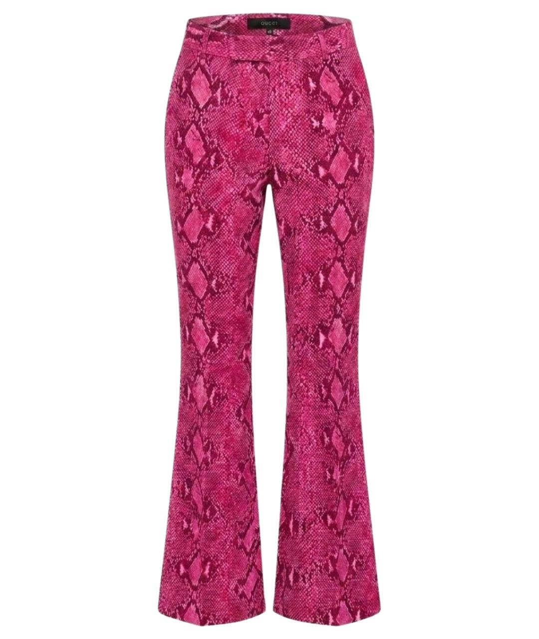 GUCCI Фуксия хлопковые брюки широкие, фото 1