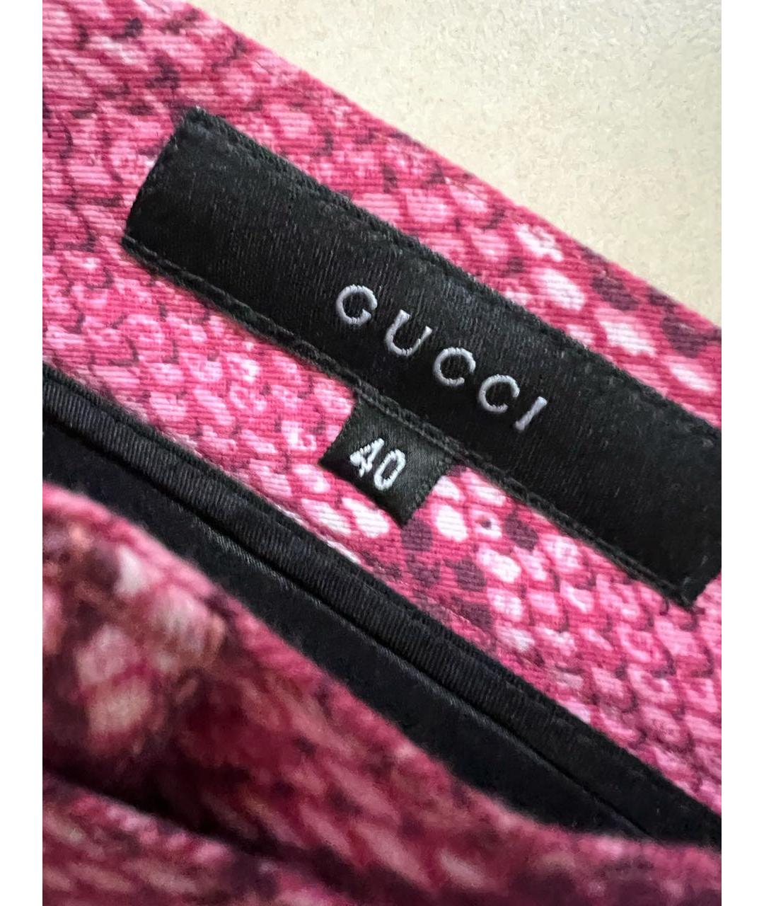 GUCCI Фуксия хлопковые брюки широкие, фото 3