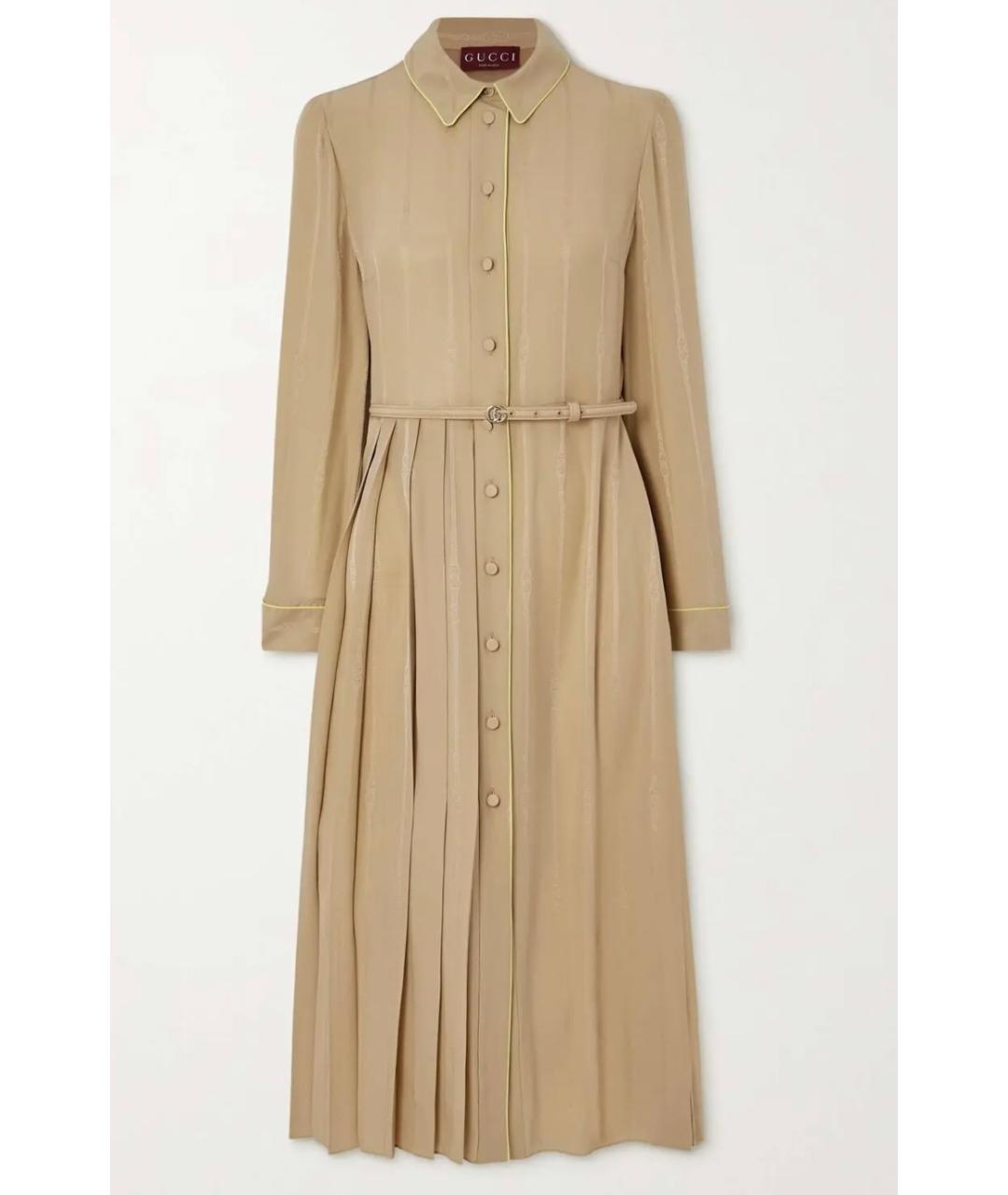 GUCCI Бежевое шелковое коктейльное платье, фото 4