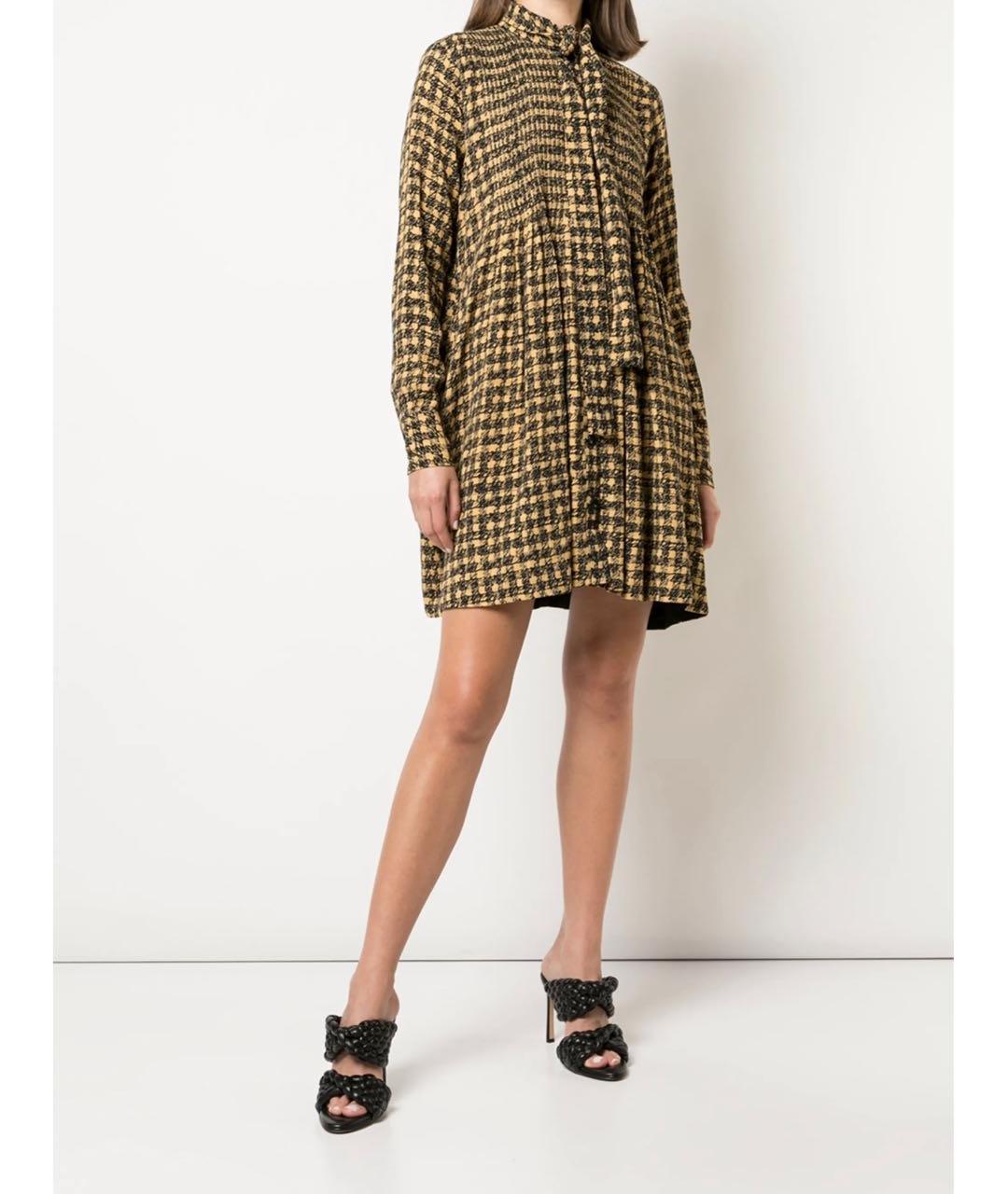 PROENZA SCHOULER Горчичное вискозное повседневное платье, фото 3