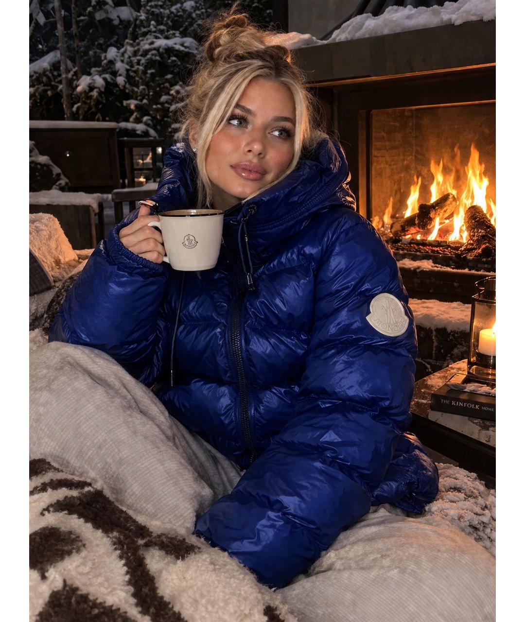 MONCLER Синий пуховик, фото 4