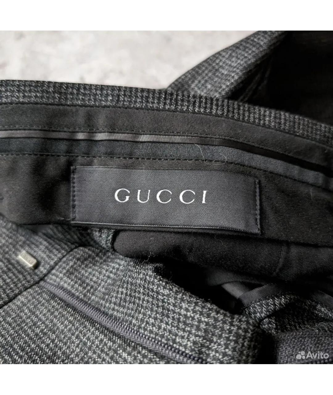 GUCCI Серые вискозные классические брюки, фото 5