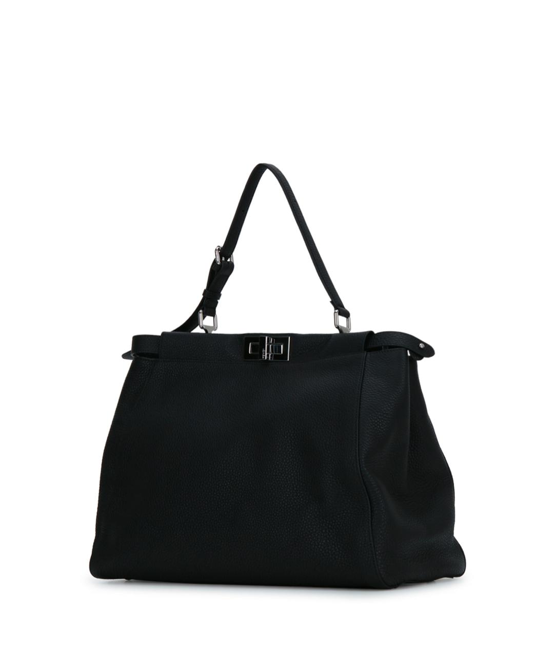 FENDI Черная кожаная сумка тоут, фото 2
