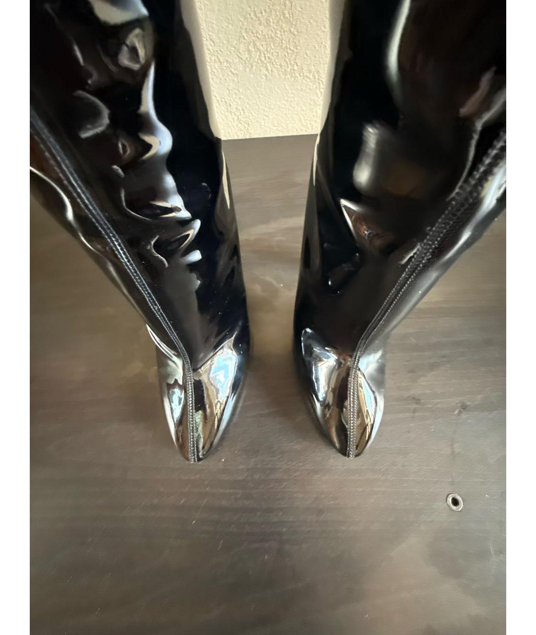 SAINT LAURENT Черные кожаные сапоги, фото 3