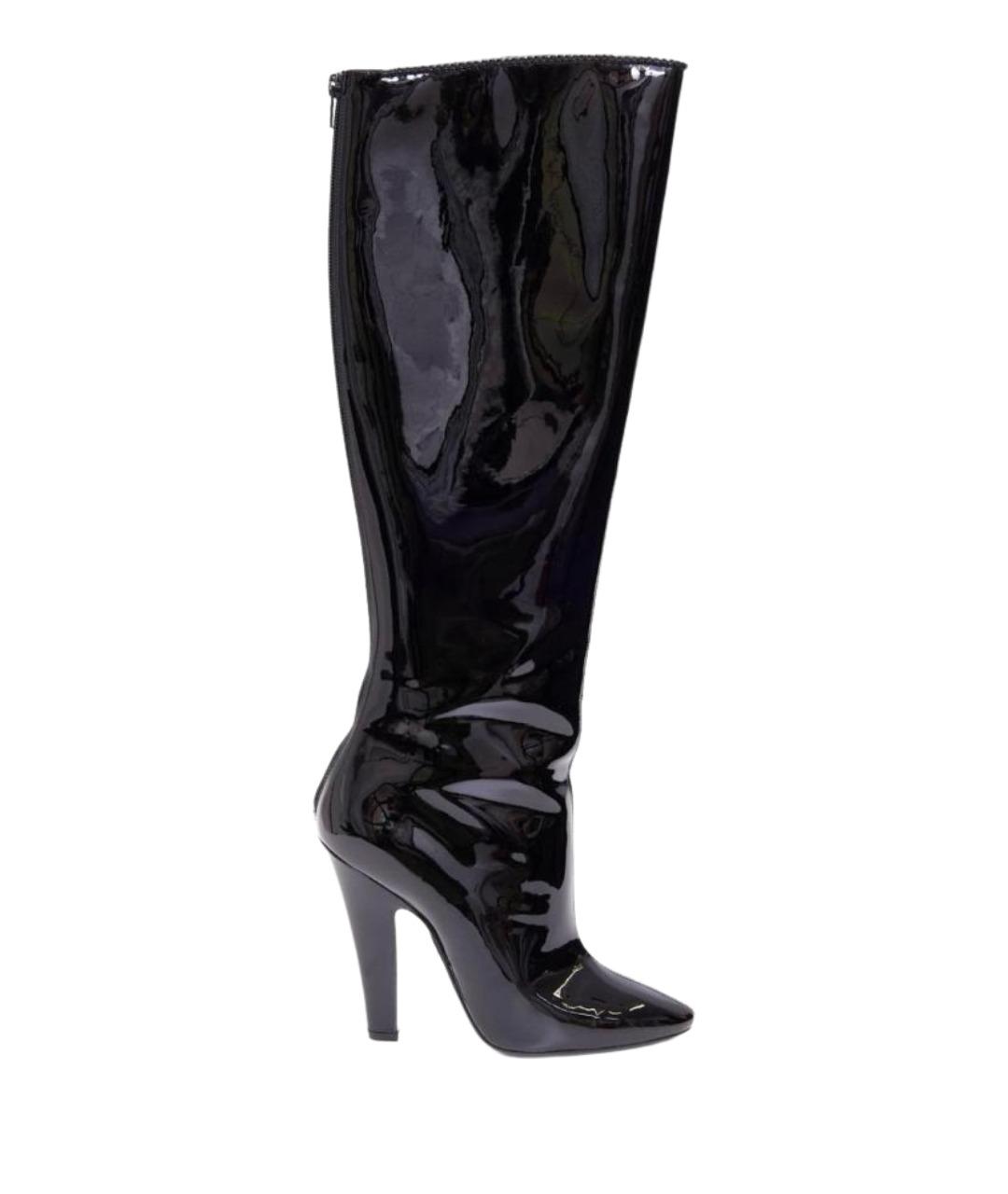 SAINT LAURENT Черные кожаные сапоги, фото 1