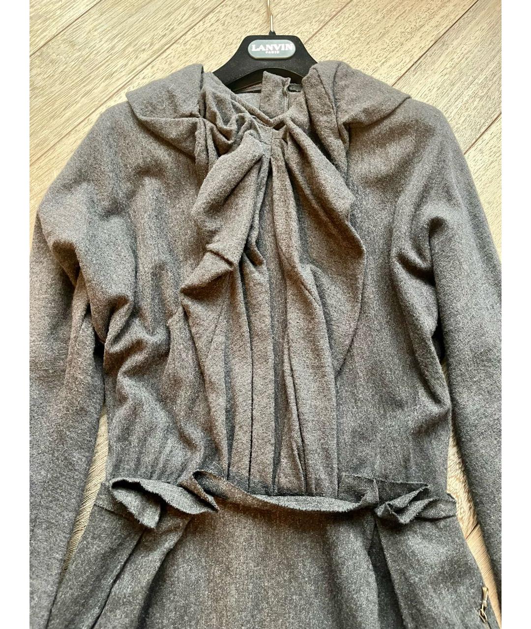 LANVIN Серое шерстяное повседневное платье, фото 3