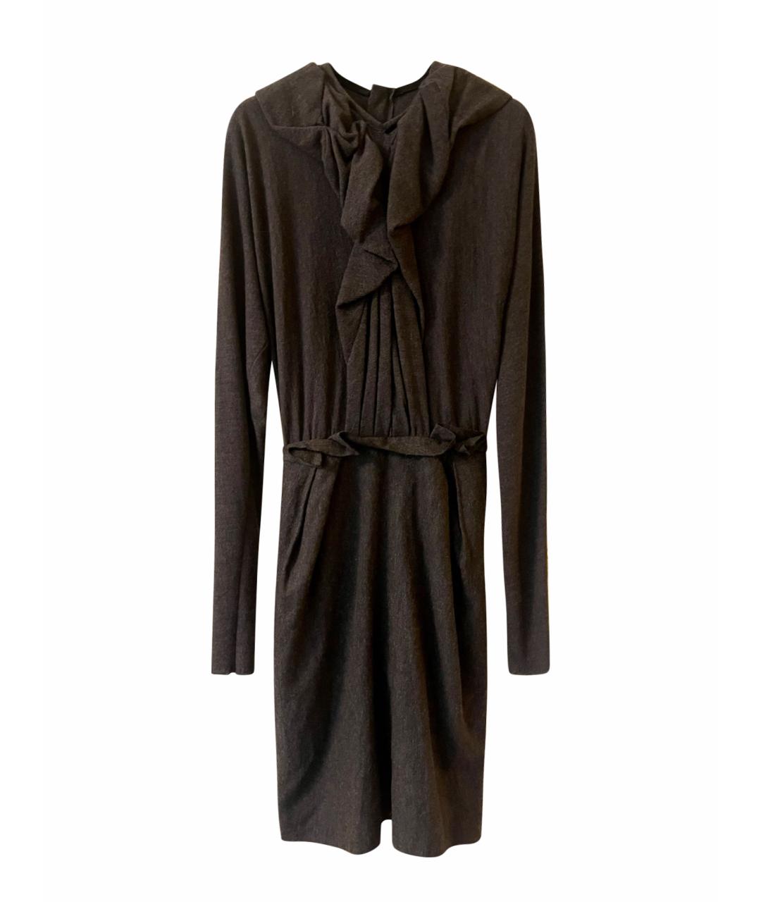 LANVIN Серое шерстяное повседневное платье, фото 1