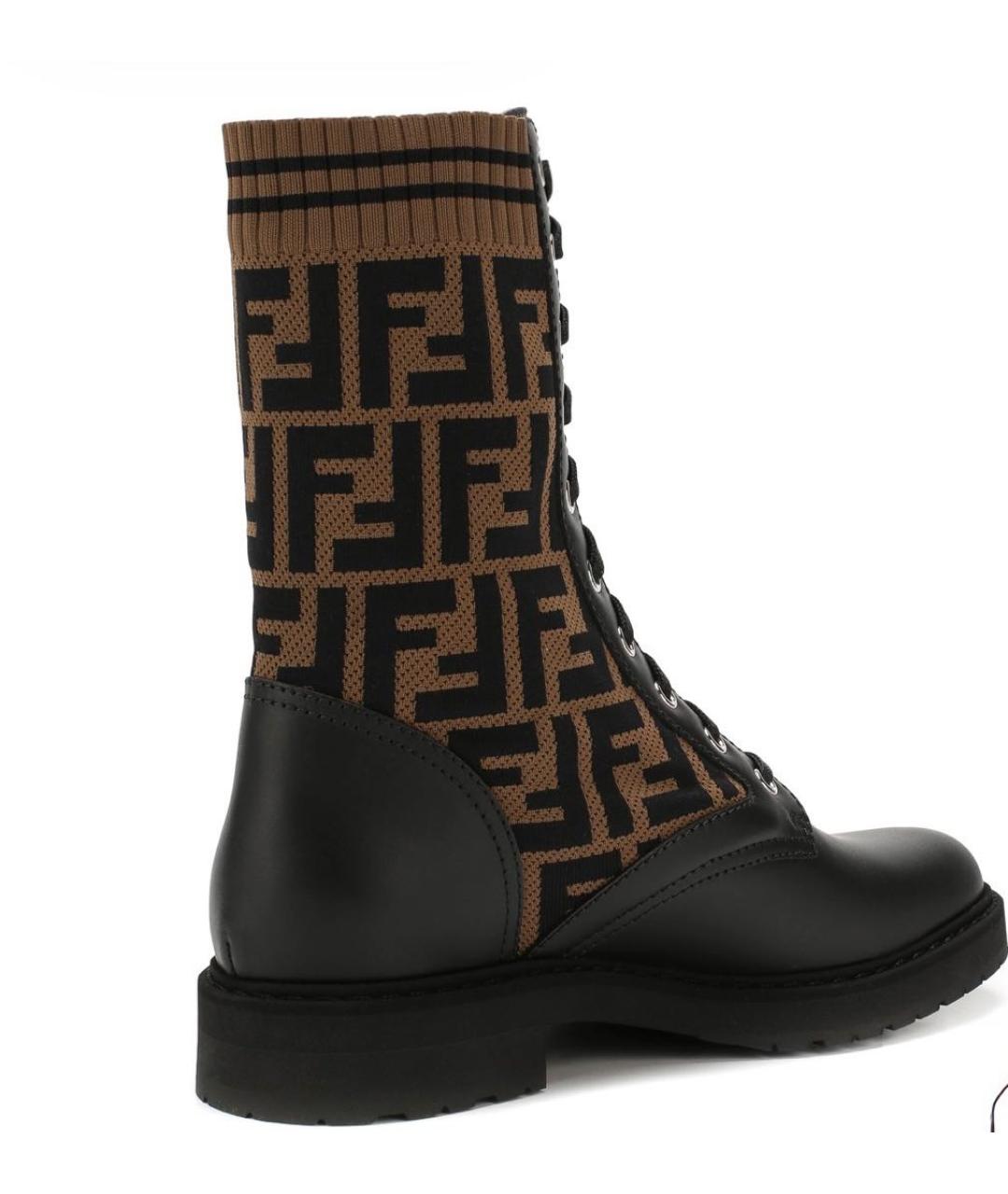 FENDI Черные кожаные ботинки, фото 4