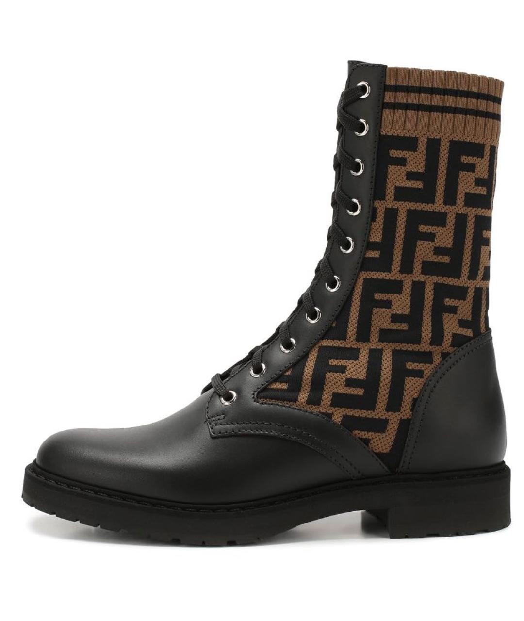 FENDI Черные кожаные ботинки, фото 7