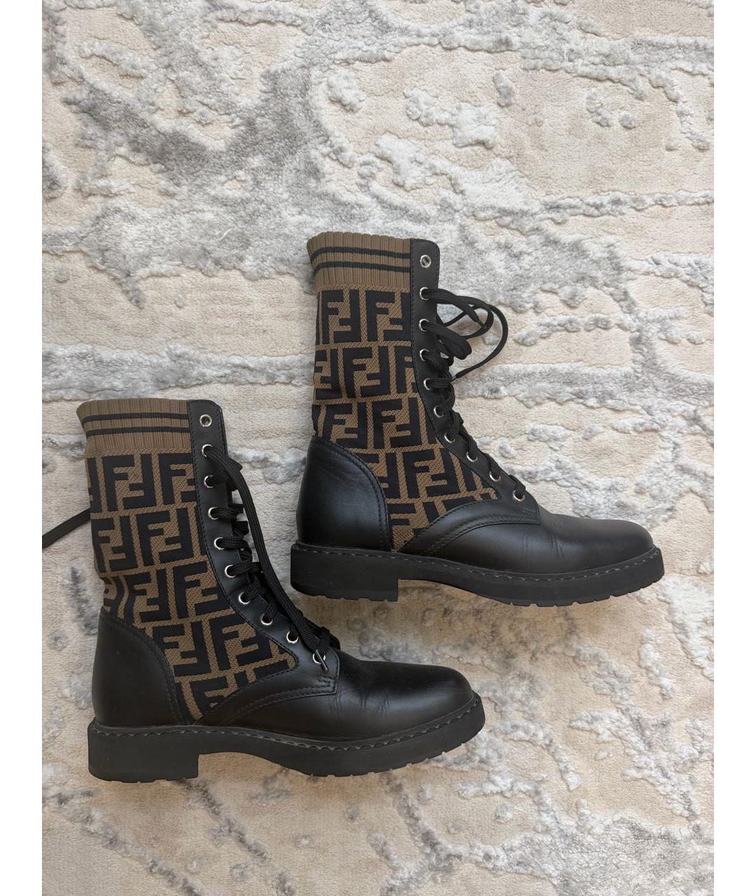 FENDI Черные кожаные ботинки, фото 6