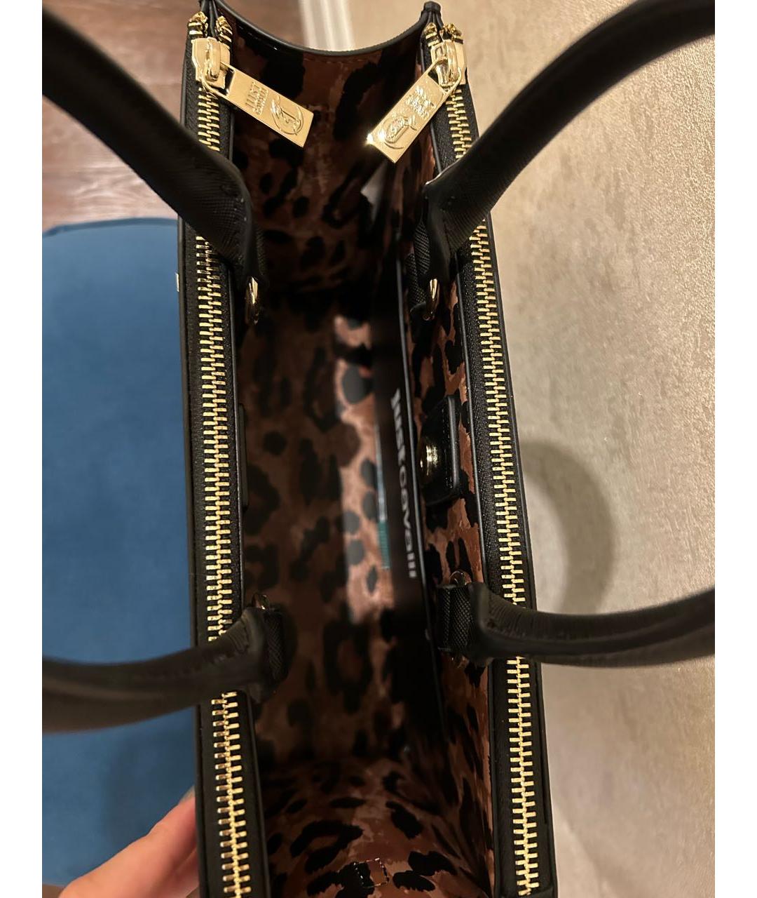 ROBERTO CAVALLI Черная сумка тоут из искусственной кожи, фото 3