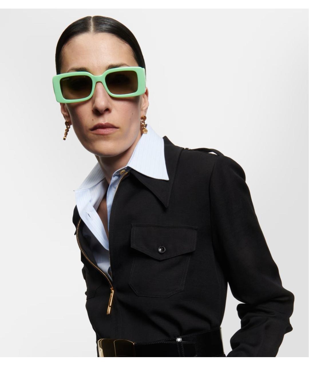 GUCCI Салатовые пластиковые солнцезащитные очки, фото 5
