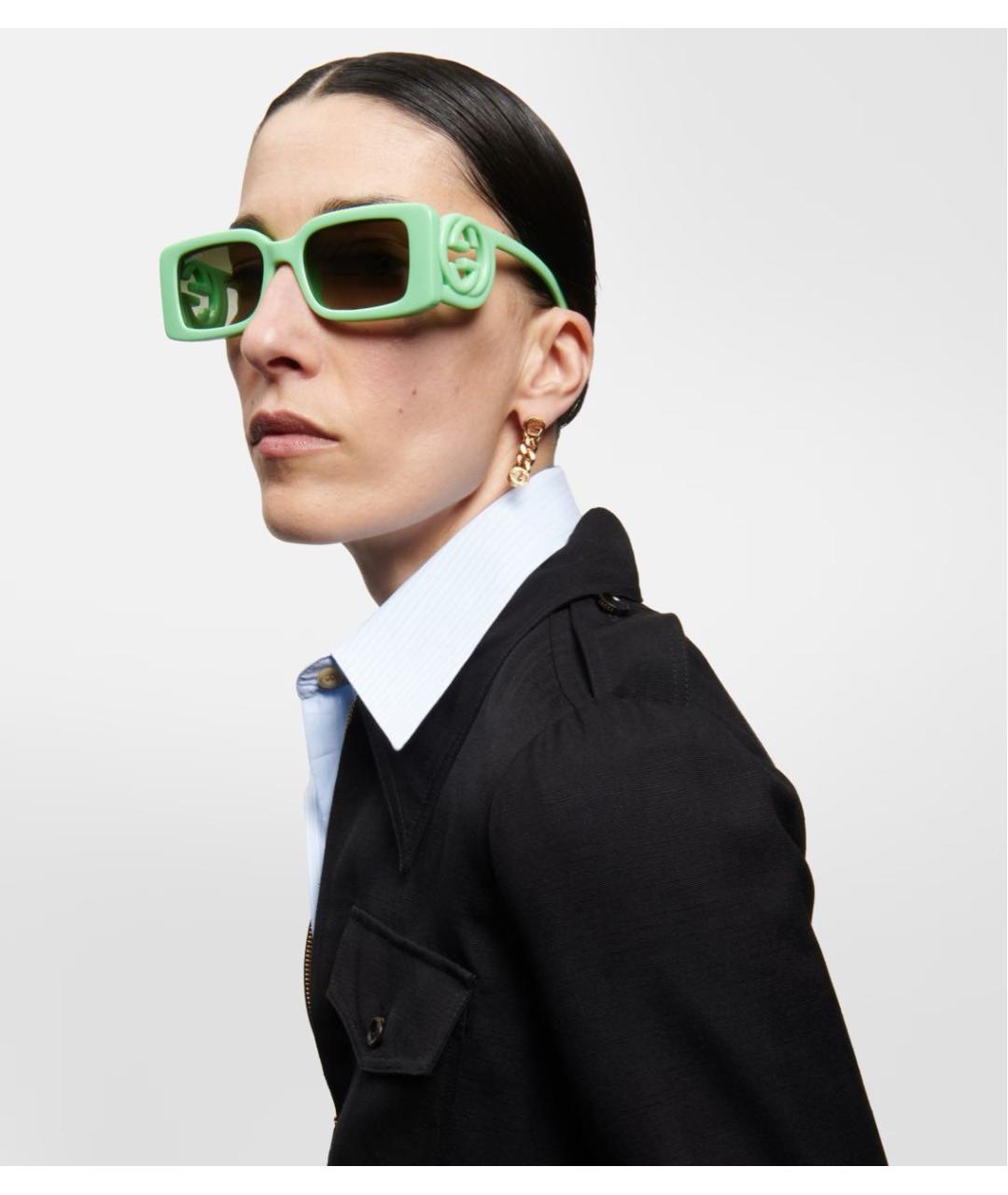 GUCCI Салатовые пластиковые солнцезащитные очки, фото 4