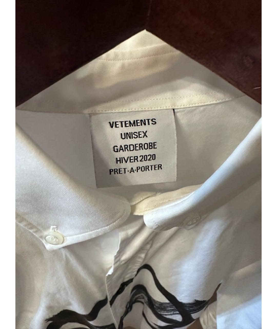 VETEMENTS Белая хлопковая кэжуал рубашка, фото 2