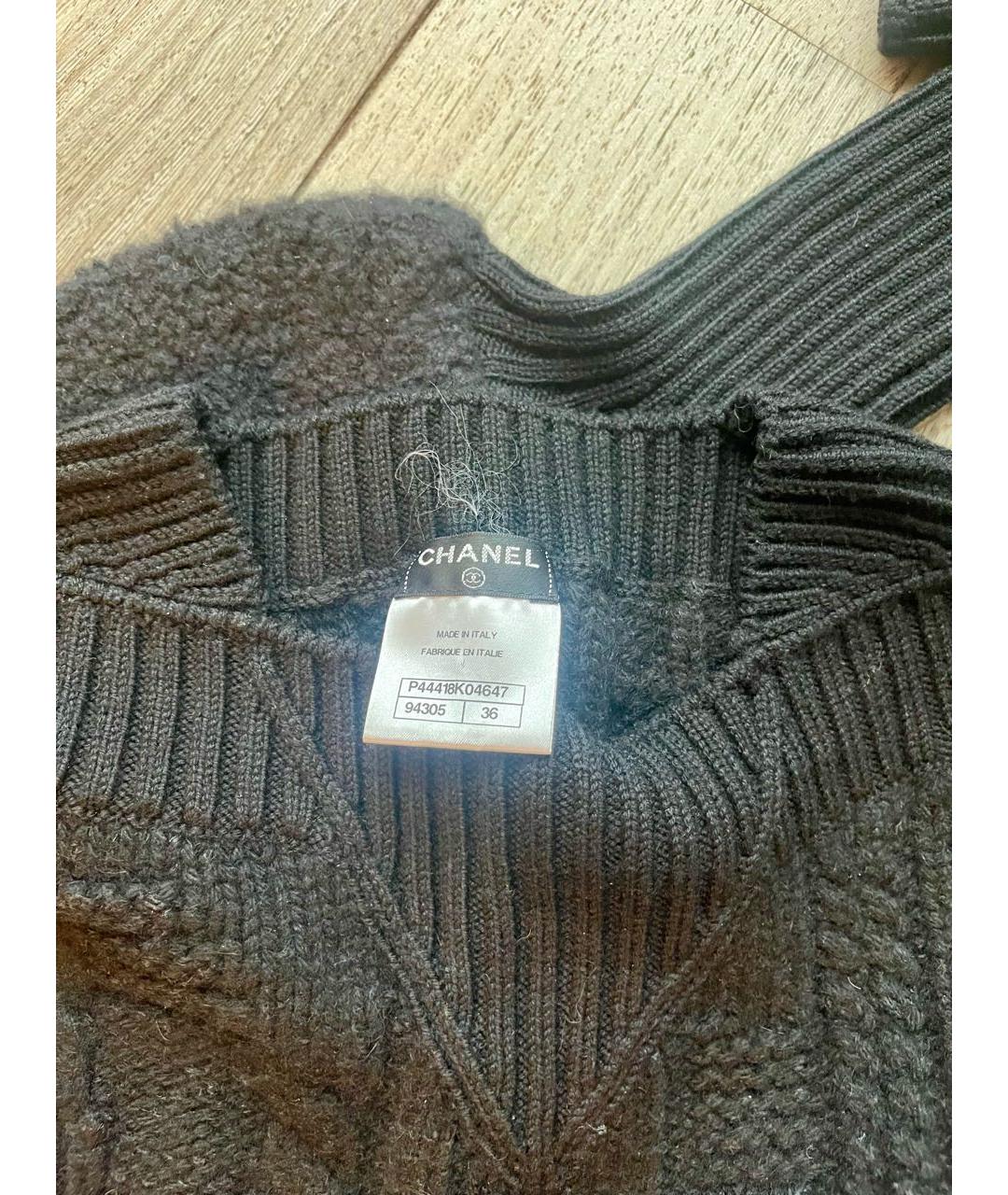 CHANEL Черное шерстяное повседневное платье, фото 4