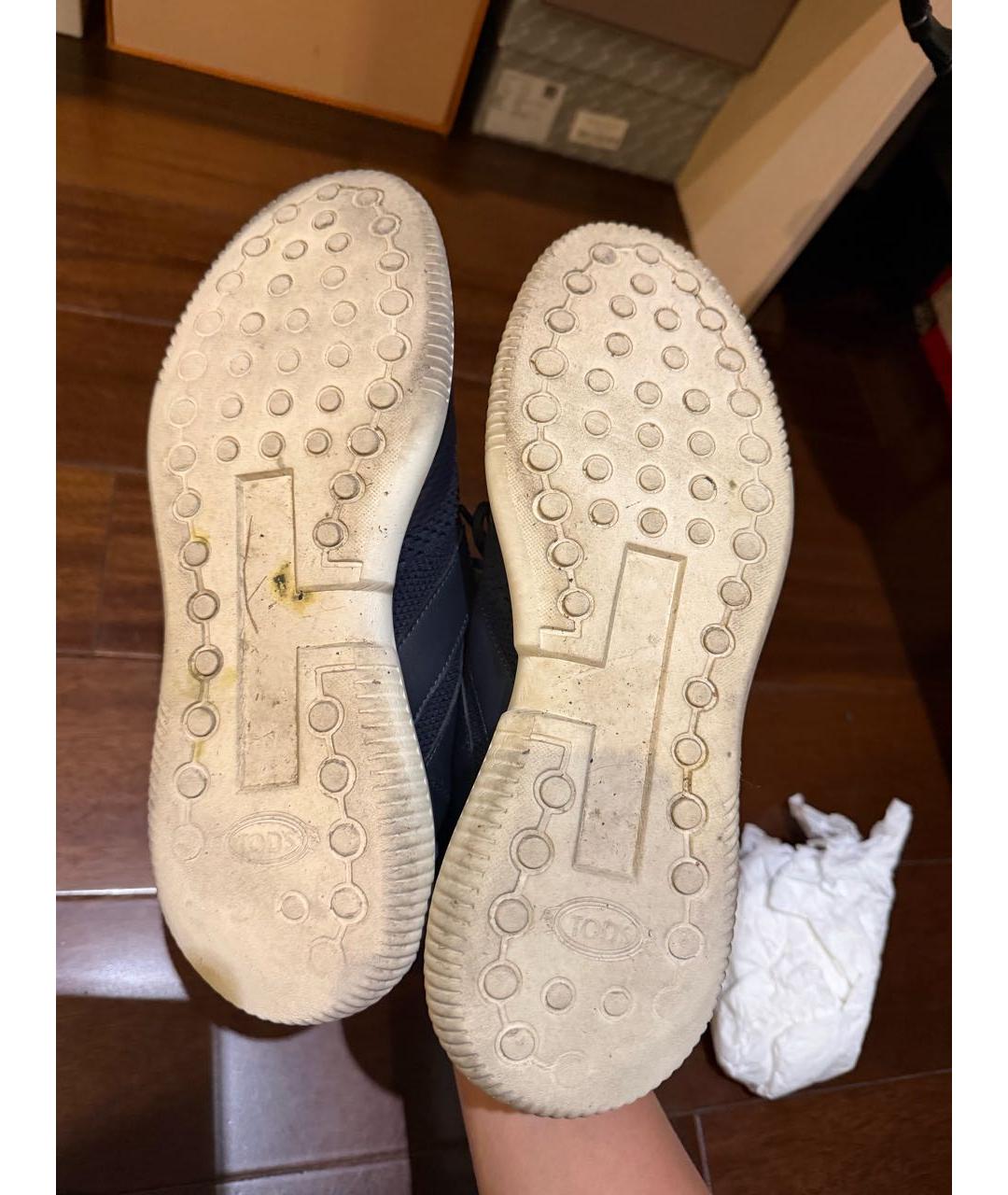 TOD'S Темно-синие текстильные низкие кроссовки / кеды, фото 5