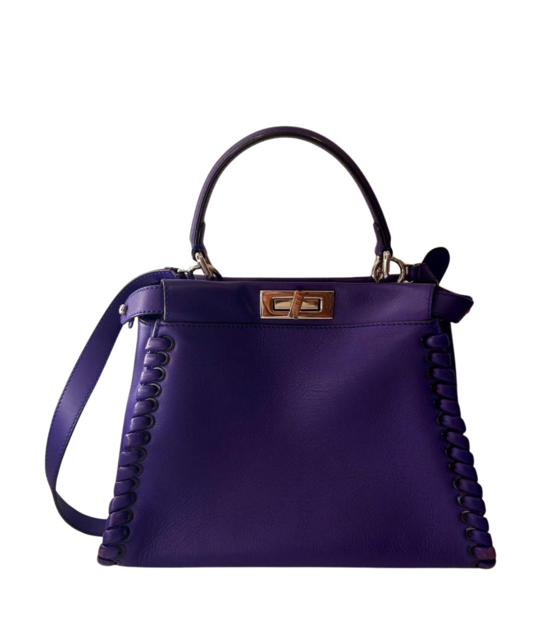FENDI Фиолетовая кожаная сумка с короткими ручками, фото 1