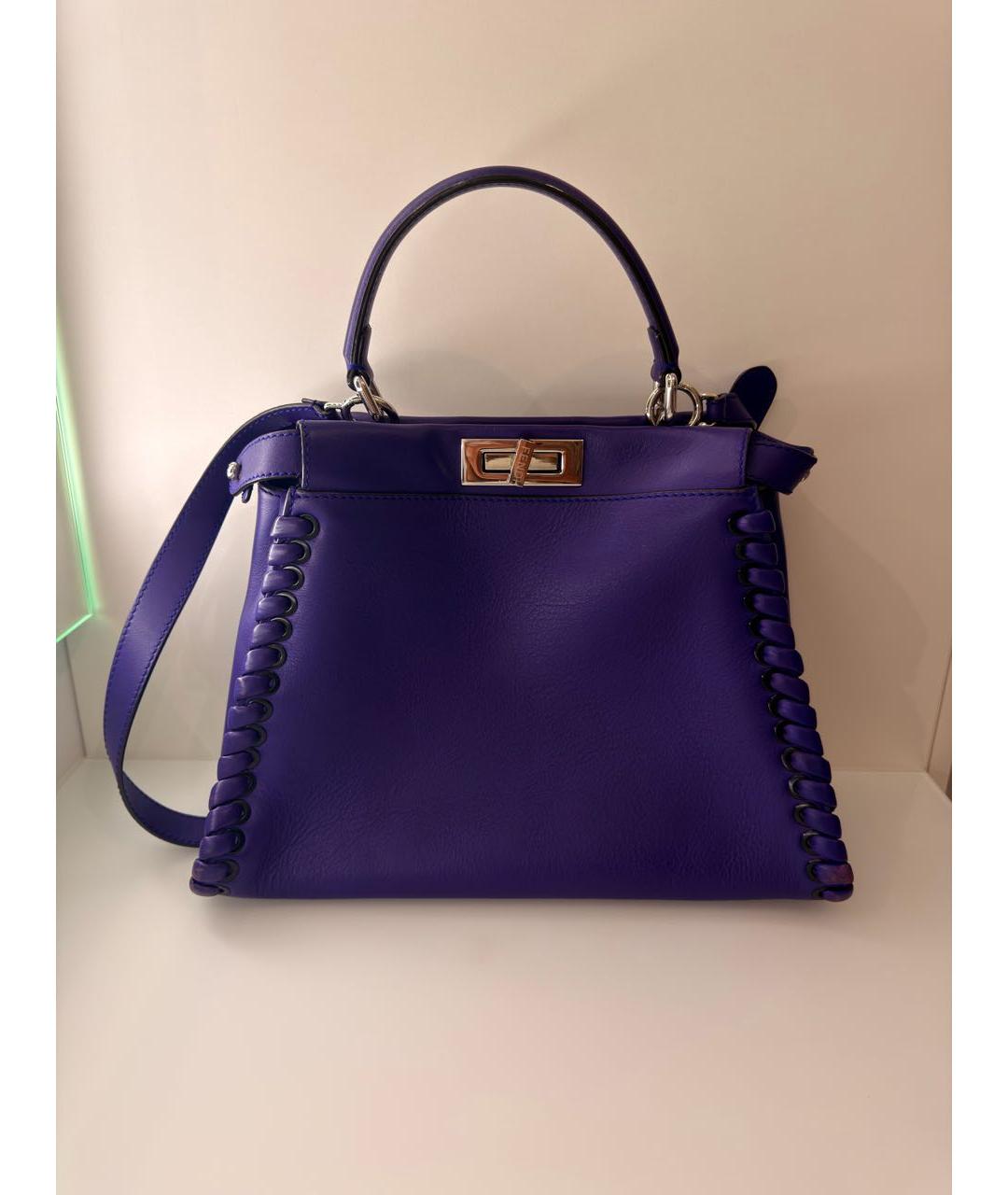 FENDI Фиолетовая кожаная сумка с короткими ручками, фото 9