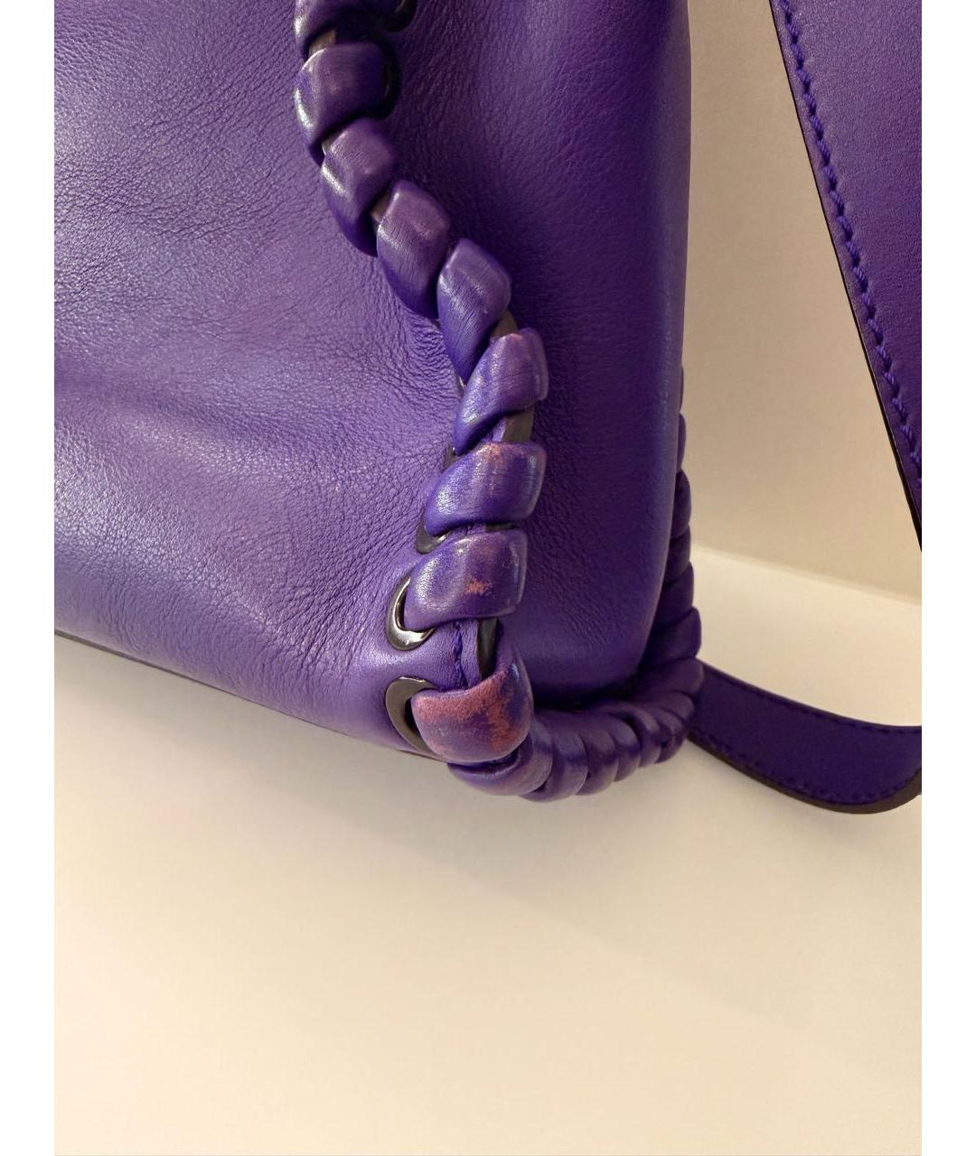 FENDI Фиолетовая кожаная сумка с короткими ручками, фото 6