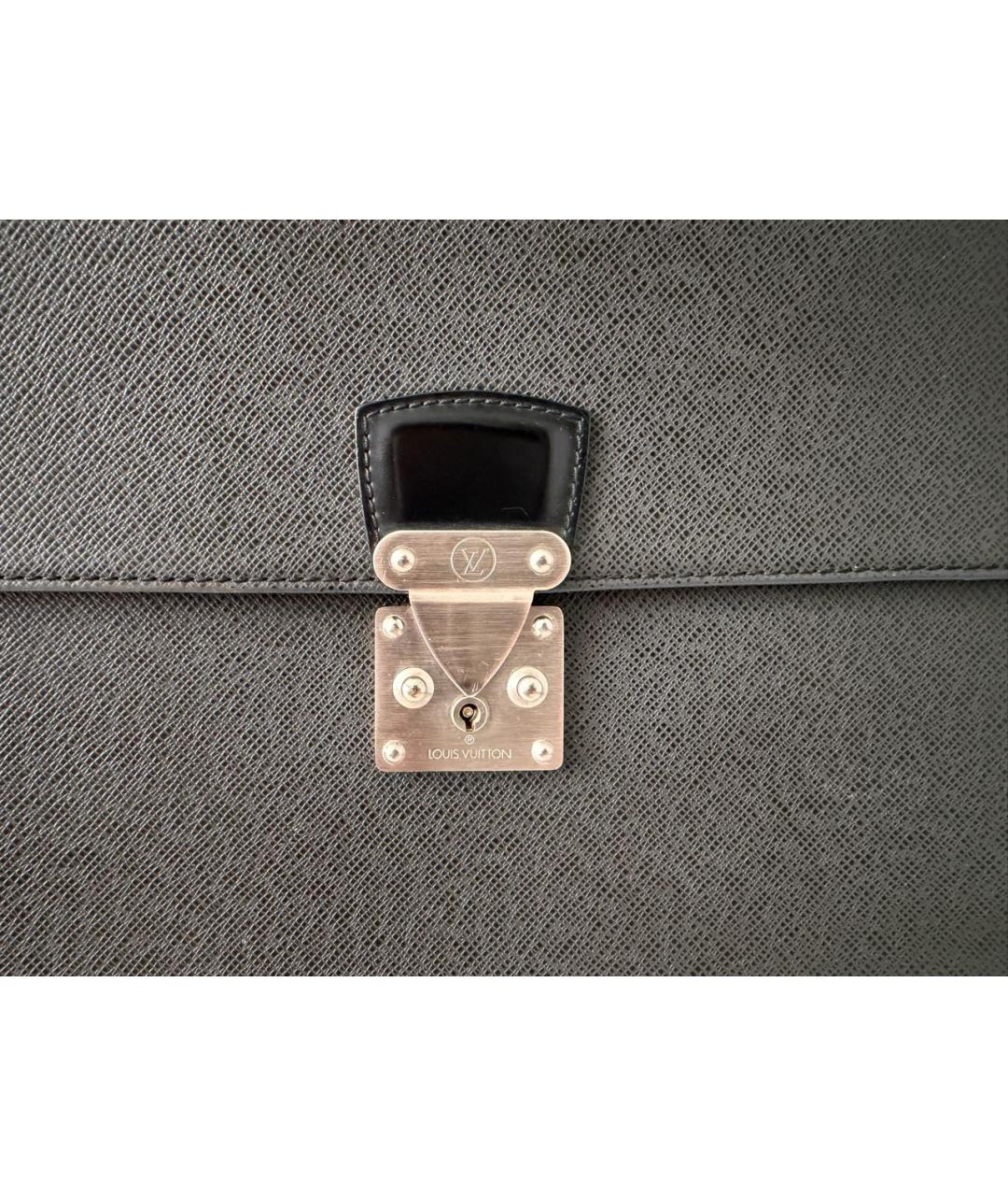 LOUIS VUITTON Черный кожаный портфель, фото 2