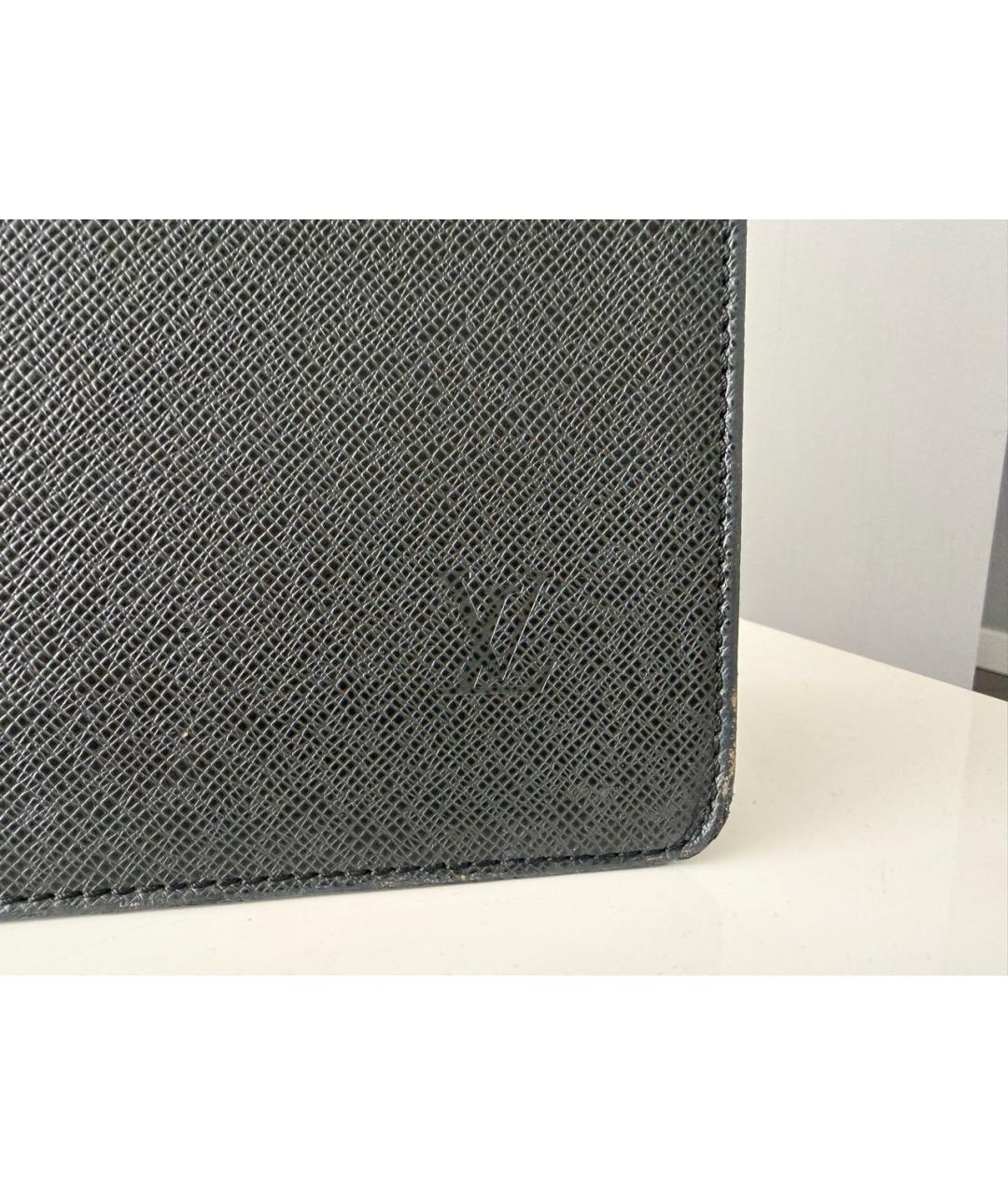 LOUIS VUITTON Черный кожаный портфель, фото 5