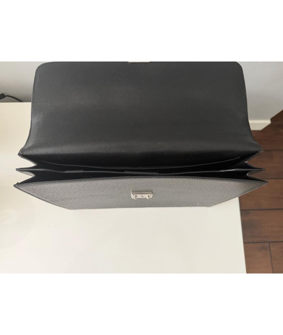 LOUIS VUITTON Черный кожаный портфель, фото 7
